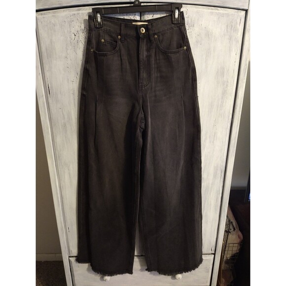 Chelsea & Violet Denim - Chelsea & violet wide leg high rise distressed black 27 jeans Grunge skater